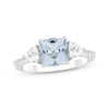 Thumbnail Image 0 of Cushion-Cut Aquamarine & White Lab-Created Sapphire Ring Sterling Silver