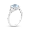 Thumbnail Image 1 of Cushion-Cut Aquamarine & White Lab-Created Sapphire Ring Sterling Silver