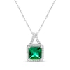 Thumbnail Image 1 of Square-Cut Lab-Created Emerald & White Lab-Created Sapphire Gift Set Sterling Silver - Size 7