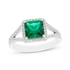 Thumbnail Image 2 of Square-Cut Lab-Created Emerald & White Lab-Created Sapphire Gift Set Sterling Silver - Size 7