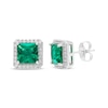 Thumbnail Image 3 of Square-Cut Lab-Created Emerald & White Lab-Created Sapphire Gift Set Sterling Silver - Size 7