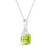 Thumbnail Image 1 of Cushion-Cut Peridot & White Lab-Created Sapphire Necklace Sterling Silver 18"