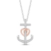 Thumbnail Image 0 of Hallmark Diamonds Anchor Necklace 1/10 ct tw Sterling Silver & 10K Rose Gold 18"