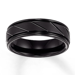 7mm Wedding Band Black Tungsten Carbide Kay