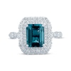 Thumbnail Image 2 of Emerald-Cut London Blue Topaz & Round-Cut Diamond Engagement Ring 7/8 ct tw 14K White Gold