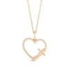 Thumbnail Image 0 of Hallmark Diamonds Heart with Twisted Cross Necklace 1/15 ct tw 10K Yellow Gold 18"