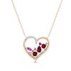 Thumbnail Image 0 of Vibrant Shades Lab-Created Ruby, Pink & White Lab-Created Sapphire Cluster Heart Necklace 10K Rose Gold 18"