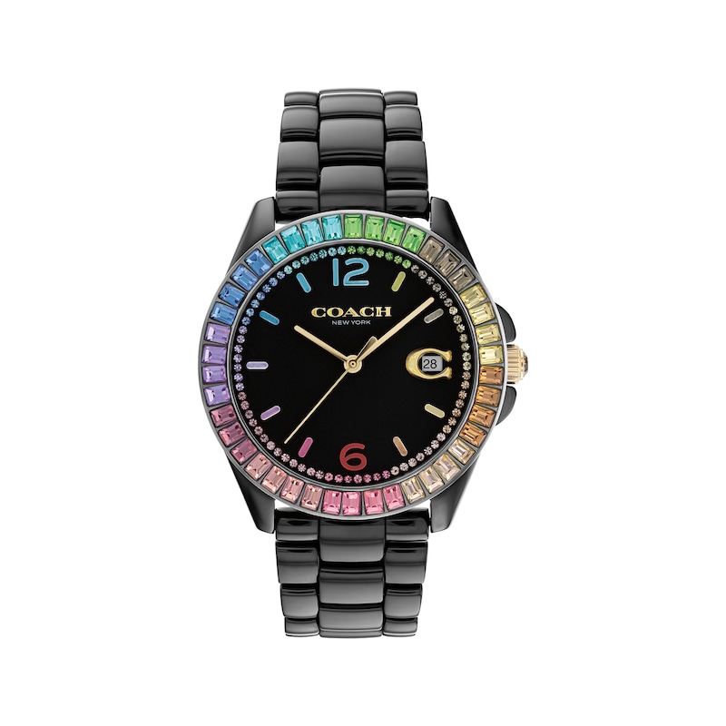 COACH Greyson Crystal Bezel Women’s Black Ceramic Watch 14504018