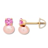 Thumbnail Image 0 of Child's Cultured Pearl Earrings Pink CZ 14K Yellow Gold