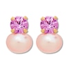 Thumbnail Image 1 of Child's Cultured Pearl Earrings Pink CZ 14K Yellow Gold