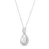 Thumbnail Image 1 of Cultured Pearl Necklace 1/10 ct tw Diamonds Sterling Silver 18"