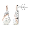 Thumbnail Image 1 of Freshwater Cultured Pearl & White Lab-Created Sapphire Earrings 10K Rose Gold/Sterling Silver