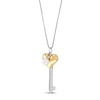 Thumbnail Image 1 of Cultured Pearl & Diamond Key Necklace Sterling Silver/10K Yellow Gold 18"
