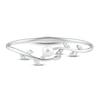 Thumbnail Image 0 of Cultured Pearl & White Lab-Created Sapphire Leaf Bangle Sterling Silver