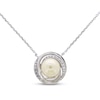 Thumbnail Image 0 of Cultured Pearl & White Lab-Created Sapphire Necklace Sterling Silver 18"
