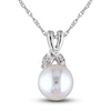Thumbnail Image 0 of Cultured Pearl & Diamond Necklace 10K White Gold 18"