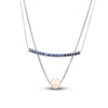 Thumbnail Image 0 of Cultured Pearl & Blue Lab-Created Sapphire Layered Necklace Sterling Silver 18"