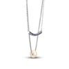 Thumbnail Image 1 of Cultured Pearl & Blue Lab-Created Sapphire Layered Necklace Sterling Silver 18"