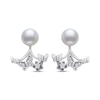 Thumbnail Image 1 of Cultured Pearl & Round-Cut White Lab-Created Sapphire Front-Back Butterfly Earrings Sterling Silver