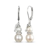 Thumbnail Image 0 of Cultured Pearl & White Lab-Created Sapphire Snowman Dangle Earrings Sterling Silver