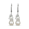 Thumbnail Image 1 of Cultured Pearl & White Lab-Created Sapphire Snowman Dangle Earrings Sterling Silver