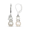 Thumbnail Image 2 of Cultured Pearl & White Lab-Created Sapphire Snowman Dangle Earrings Sterling Silver