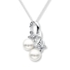 Thumbnail Image 0 of Butterfly Necklace Cultured Pearls/Diamonds Sterling Silver