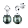 Thumbnail Image 0 of Tahitian Cultured Pearl Earrings Diamond Accents 10K White Gold