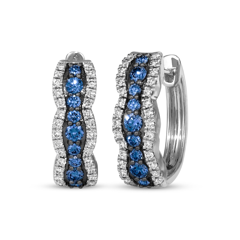 Le Vian Sapphire Waterfall Hoop Earrings 3/8 ct tw Diamonds 14K Vanilla Gold