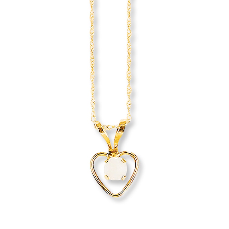 Opal Heart Necklace 14K Yellow Gold 15"
