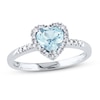 Thumbnail Image 0 of Aquamarine Heart Ring 1/10 ct tw Diamonds Sterling Silver