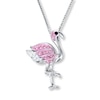 Thumbnail Image 0 of Flamingo Necklace Pink, White, and Black Crystals Sterling Silver