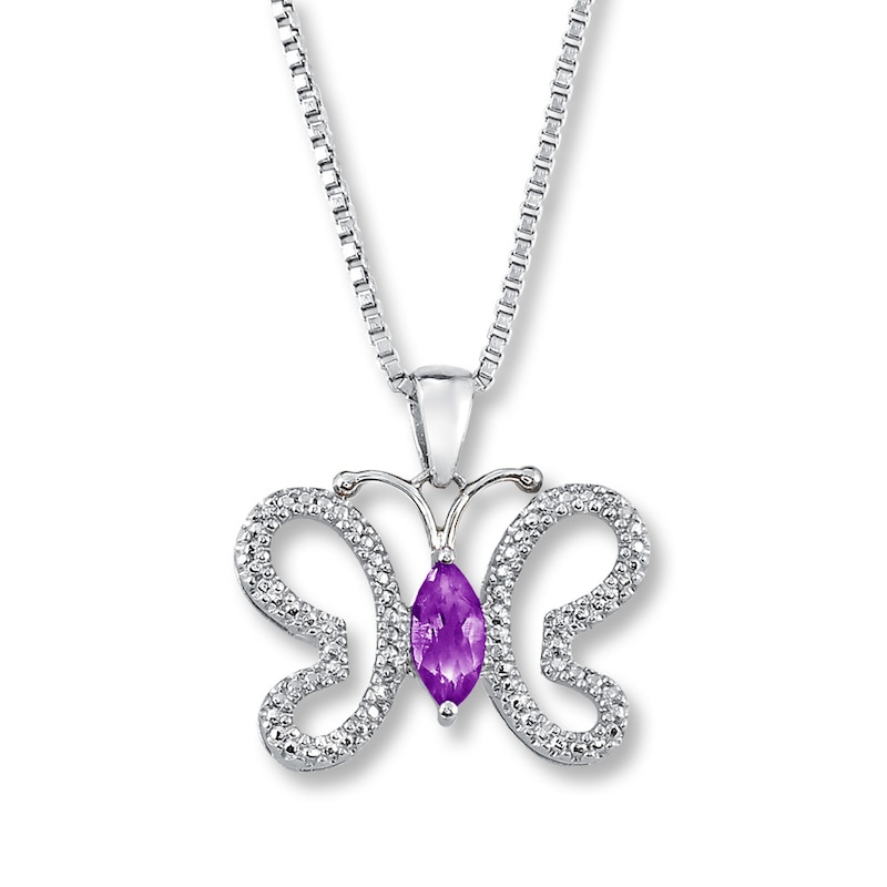Butterfly Necklace Amethyst/Diamonds Sterling Silver