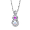 Thumbnail Image 0 of Lab-Created Opal Necklace Lab-Created Sapphire Sterling Silver