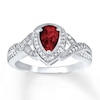 Thumbnail Image 0 of Garnet Ring Diamond Accents Sterling Silver
