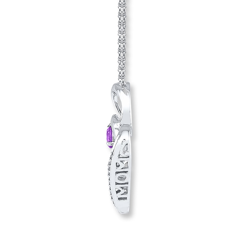 Amethyst Heart Necklace 1/15 ct tw Diamonds Sterling Silver