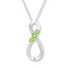 Thumbnail Image 0 of Peridot Infinity Necklace 1/20 ct tw Diamonds Sterling Silver
