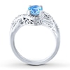 Thumbnail Image 1 of Blue Topaz Ring Diamond Accents Sterling Silver