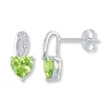 Thumbnail Image 0 of Peridot Heart Earrings Diamond Accents 10K White Gold