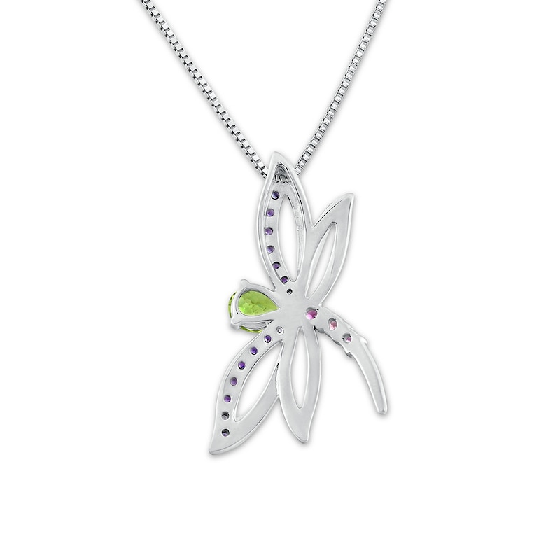 Dragonfly Necklace Multi-Gemstone Sterling Silver