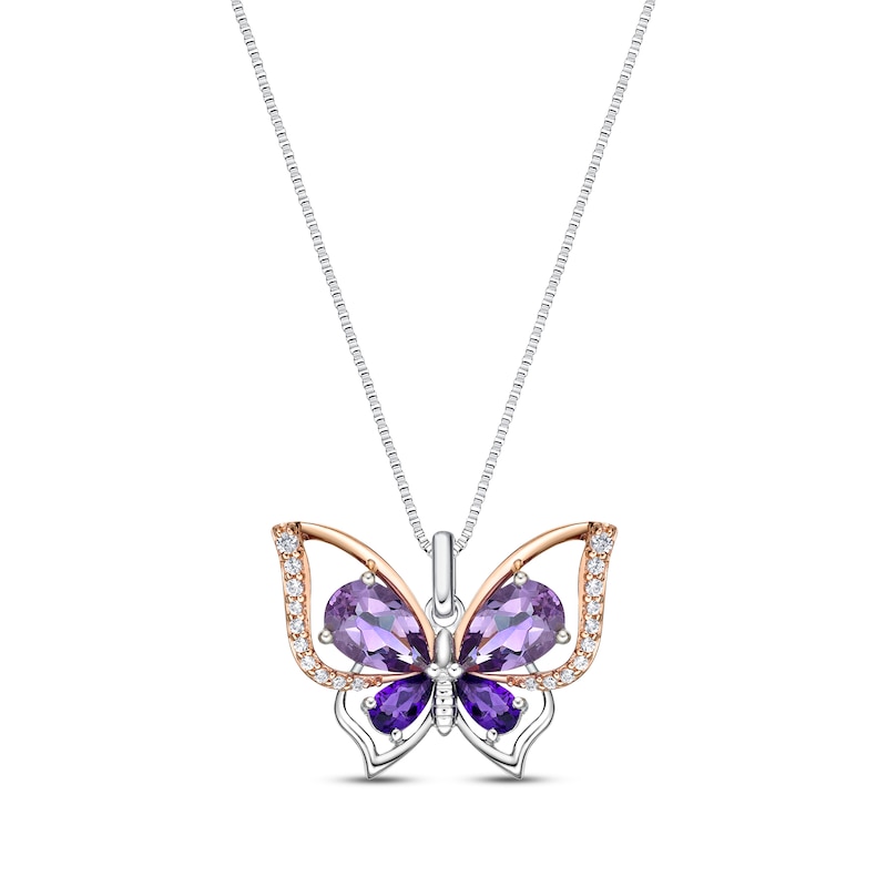 Butterfly Necklace Amethyst Sterling Silver/10K Rose Gold