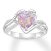 Thumbnail Image 0 of Lab-Created Pink Opal Heart Ring Sterling Silver