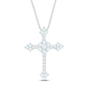 Thumbnail Image 0 of Aquamarine/Lab-Created Sapphire Cross Necklace Sterling Silver