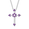 Thumbnail Image 0 of Amethyst/Lab-Created Sapphire Cross Necklace Sterling Silver