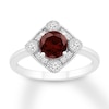 Thumbnail Image 0 of Garnet Ring Lab-Created White Sapphires Sterling Silver