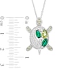 Thumbnail Image 1 of Vibrant Shades Peridot, Green Quartz, Lab-Created Emerald & Lab-Created Sapphire Turtle Necklace Sterling Silver 18"