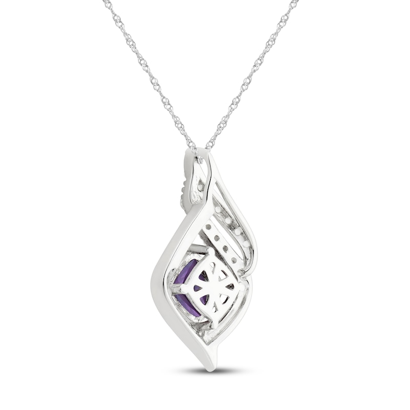 Amethyst & White Topaz Necklace Sterling Silver 18"