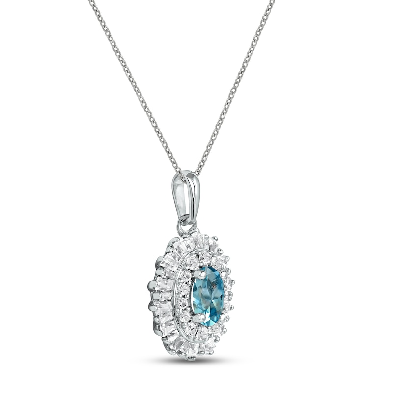 Swiss Blue Topaz & White Lab-Created Sapphire Necklace Sterling Silver 17"