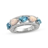 Thumbnail Image 0 of Swiss Blue Topaz/Lab-Created Opal/White Lab-Created Sapphire Ring Sterling Silver