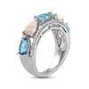 Thumbnail Image 1 of Swiss Blue Topaz/Lab-Created Opal/White Lab-Created Sapphire Ring Sterling Silver